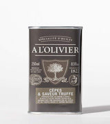 A L'Olivier Olivenöl mit Steinpilz und Trüffelaroma, 250ml Dose vor hellem Hintergrund – hochwertiges natives Olivenöl extra mit Steinpilzen und schwarzer Trüffel für Risotto, Pasta, Kartoffelgerichte, Pilzrezepte und feine Gourmetküche