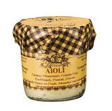 Azaïs-Polito Aioli Sauce im Glas mit kariertem Deckel und hellem Inhalt