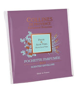 Collines de Provence Duftbeutel Feige und Aloe Vera Duo in violetter Verpackung mit Pflanzenmotiven auf hellem Hintergrund.