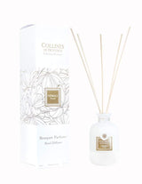 Collines de Provence Duftdiffuser Neroli mit weißen Duftstäbchen und weißer Glasflasche neben passender Produktverpackung auf hellem Hintergrund.