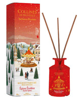Collines de Provence Raumduft Diffuser Gewürzsterne 100ml mit roter Duftflasche, Duftstäbchen und weihnachtlich gestalteter Verpackung