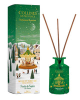 Collines de Provence Raumduft Diffuser Tannenwald mit grüner Duftflasche, Duftstäbchen und weihnachtlich gestalteter Verpackung