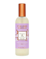 Collines de Provence Raumspray Patchouli & Tonkabohne in mattierter Glasflasche mit lavendelfarbenem Etikett und kupferfarbenem Verschluss