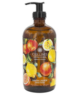 Flüssigseife mit Duftrichtung Zitrusfrüchte von Collines de Provence in brauner Glasflasche mit Pumpdrücker