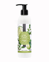 Durance feuchtigkeitsspendende Bodylotion „Bright Bergamot“ mit Zitrus- und Blattmotiv sowie Pumpspender