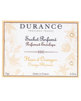 Durance Duftbeutel Orangenblüte, elegante Verpackung mit floralen Illustrationen freigestellt