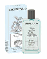 Durance Eau de Toilette L’ôme Menthe Fraîche 100 ml für Herren mit frischem Minzduft, Flakon und Verpackung in hellblauem Design