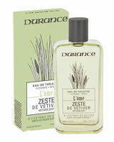 Durance Eau de Toilette L’ôme Zeste de Vétiver 100 ml für Herren mit frischem Vetiverduft, Flakon und Verpackung in grünem Design