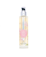 Durance Körperöl Delicate Water Lily in transparenter Flasche mit Blütendesign und Pumpspender, freigestellt