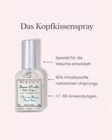 Durance Kopfkissenspray Monoi mit Infos zu Inhaltsstoffen und Anwendung.