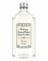 Durance Raumduft Nachfüller Verveine, 500ml Plastikflasche mit transparenter Flüssigkeit und silbernem Schraubverschluss
