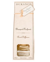 Durance Raumduft Diffuser Silberzeder 100ml in eleganter cremefarbener Verpackung mit silbergrauem Duftanhänger und Sichtfenster auf die Glasflasche