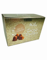 Mathez Kakao Trüffel Marc de Champagne 250 g Verpackung in goldener Box mit Produktabbildung und Geschmacksangabe