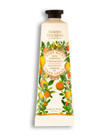 Panier des Sens Provence Handcreme 30 ml mit Orangenmotiv in cremefarbener Tube