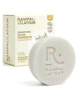 Rampal Latour festes Shampoo mit Kokosnussöl vor der Verpackung