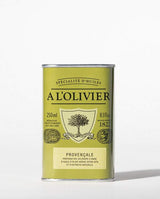 A L'Olivier Provençale Olivenöl, 250ml Dose vor hellem Hintergrund – natives Olivenöl extra mit natürlichen mediterranen Kräuter- und Gewürzextrakten für Grillgerichte, Gemüse, Pasta, Fisch und die provenzalische Küche
