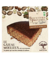 Biscuiterie de Provence Bio Mandelkuchen mit Haselnüssen in Verpackung vor weißem Hintergrund