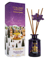 Collines de Provence Duftdiffuser Mandarine Feige mit violettem Glasflakon, Duftstäbchen und Geschenkverpackung