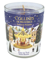 Collines de Provence Duftkerze Winterblüte im Glas mit winterlich gestaltetem Etikett
