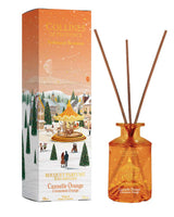 Collines de Provence Raumduft Diffuser Zimt-Orange mit orangefarbener Duftflasche, Duftstäbchen und weihnachtlich gestalteter Verpackung
