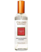 Collines de Provence Raumspray Mohnblüte in transparenter Flasche mit kupferfarbenem Sprühkopf und rotem Etikett