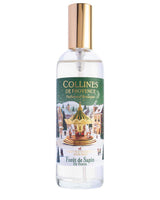 Collines de Provence Raumspray Tannenwald mit goldenem Sprühkopf und weihnachtlich gestaltetem Etikett