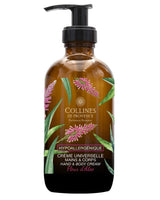 Handcreme in Glasflasche mit Spender in der Duftrichtung Aloe Vera Blüte von dem Hersteller Collines
