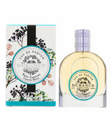 Durance Eau de Parfum Baies Exquises 50 ml mit Verpackung und Flakon, fruchtig-florales Design mit Beerenmotiv, freigestellt