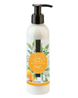 Durance feuchtigkeitsspendende Bodylotion Fleur d'Oranger mit Orangen- und Blütenmotiv sowie Pumpspender