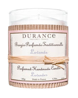 Durance Lavendel Duftkerze 180g im Glas mit Bastschleife und Wellpappe