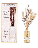 Durance Floral Reed Diffuser Fleur d’Oranger Duftdiffuser im Glasflakon mit Trockenblumen auf Tisch