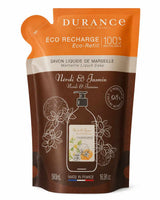 Durance Nachfüllbeutel Flüssigseife Neroli & Jasmin Verpackung mit Orangenblüten- und Jasminmotiv