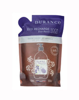 Durance Nachfüllbeutel Flüssigseife Cassis & Fenouil Verpackung in Lila und Braun mit Johannisbeer- und Fenchelmotiv