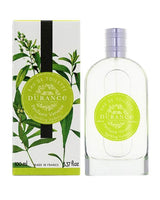 Durance Eau de Toilette Pétillante Verveine 100 ml mit Verpackung und Flakon, frisches Design mit grünen Pflanzenmotiven