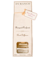 Durance Raumduft Diffuser Sanfte Pfingstrose 100ml in eleganter Verpackung mit Duftbezeichnung Soft Peony und dekorativem Glasflakon