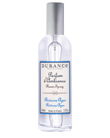 Durance Raumspray Riviera Azur in klarer Glasflasche mit silbernem Sprühkopf vor hellem Hintergrund