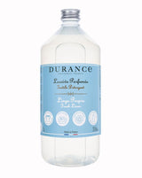 Durance Waschmittel Frische Wäsche in Flasche mit blauem Etikett auf weißem Hintergrund