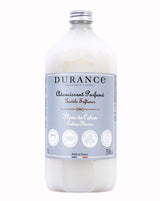 Durance Weichspüler Fleur de Coton in weißer Flasche mit silbernem Etikett für Baumwollblütenduft