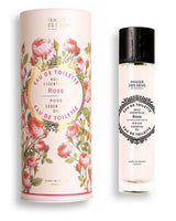 Panier des Sens Eau de Toilette Rose mit Flakon und Umverpackung vor weißem Hintergrund
