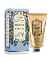 Panier des Sens Iris Handcreme in 75 ml goldener Tube mit floraler Verpackung