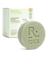 Rampal Latour festes Shampoo mit grüner Tonerde und Jojobaöl vor der Verpackung
