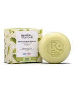 Rampal Latour Seife Verveine mit grüner runder Seife und floral gestalteter Verpackung